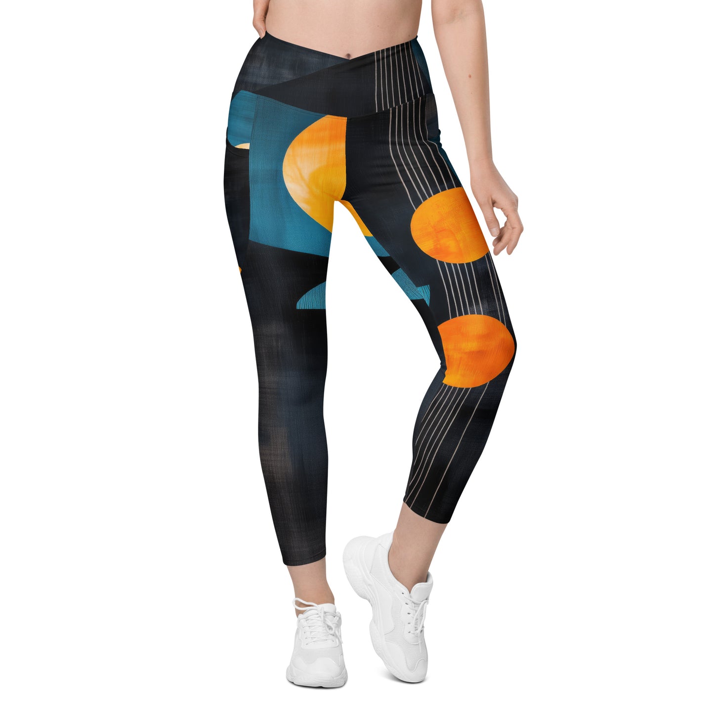 Minimalist Golden Spheres - Crossover leggings with pockets