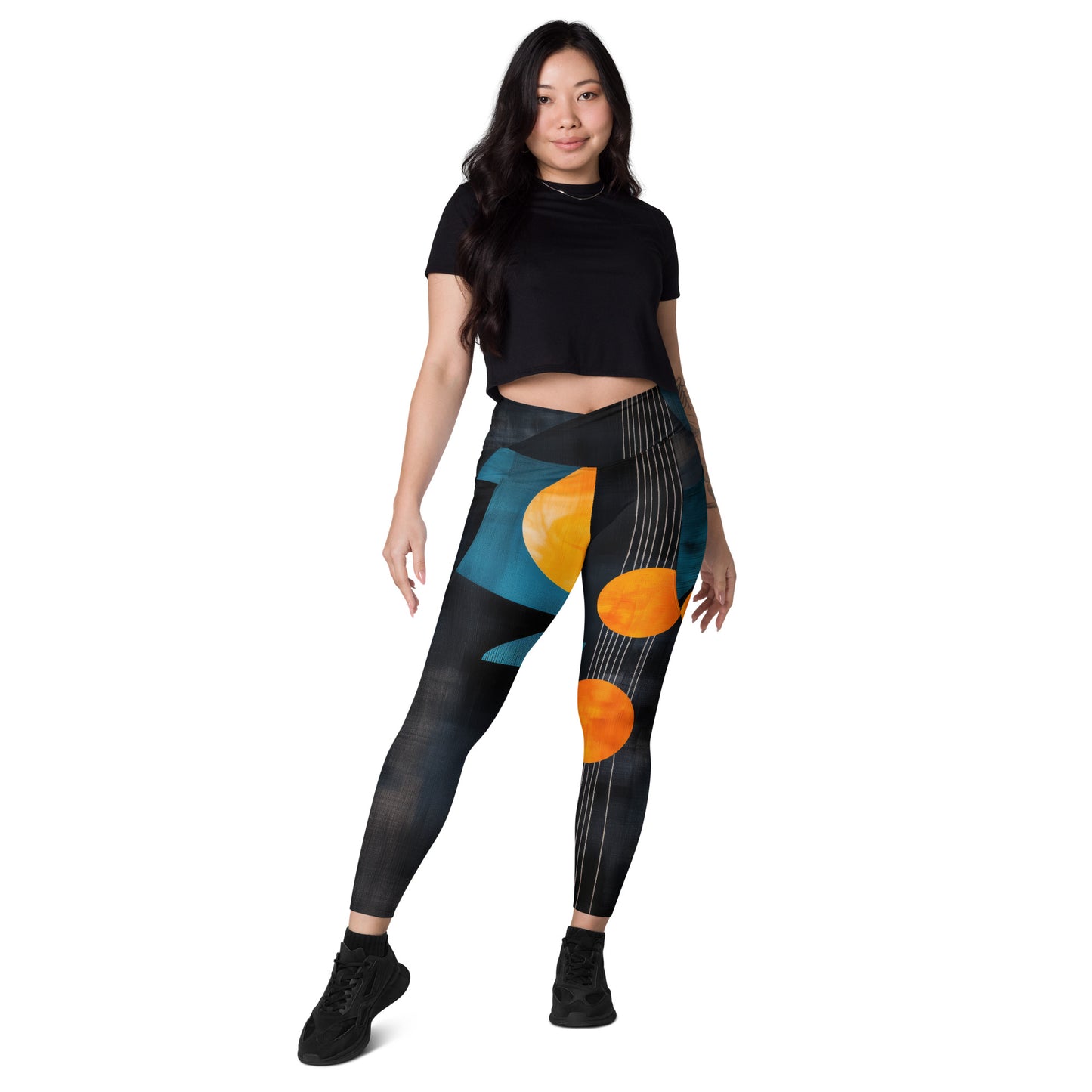 Minimalist Golden Spheres - Crossover leggings with pockets