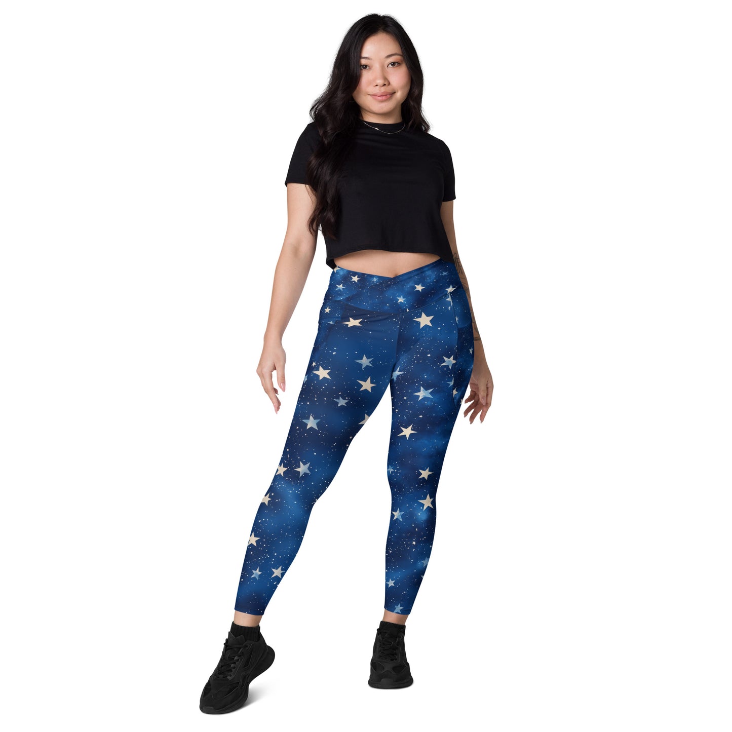 Background Stars - Crossover leggings with pockets