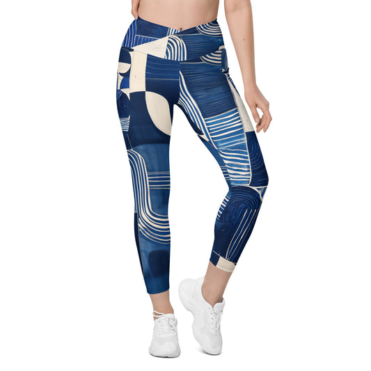 Pablo Picasso Sashiko - Crossover leggings with pockets