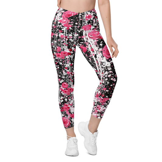 Rose Pop Art - Crossover leggings with pockets