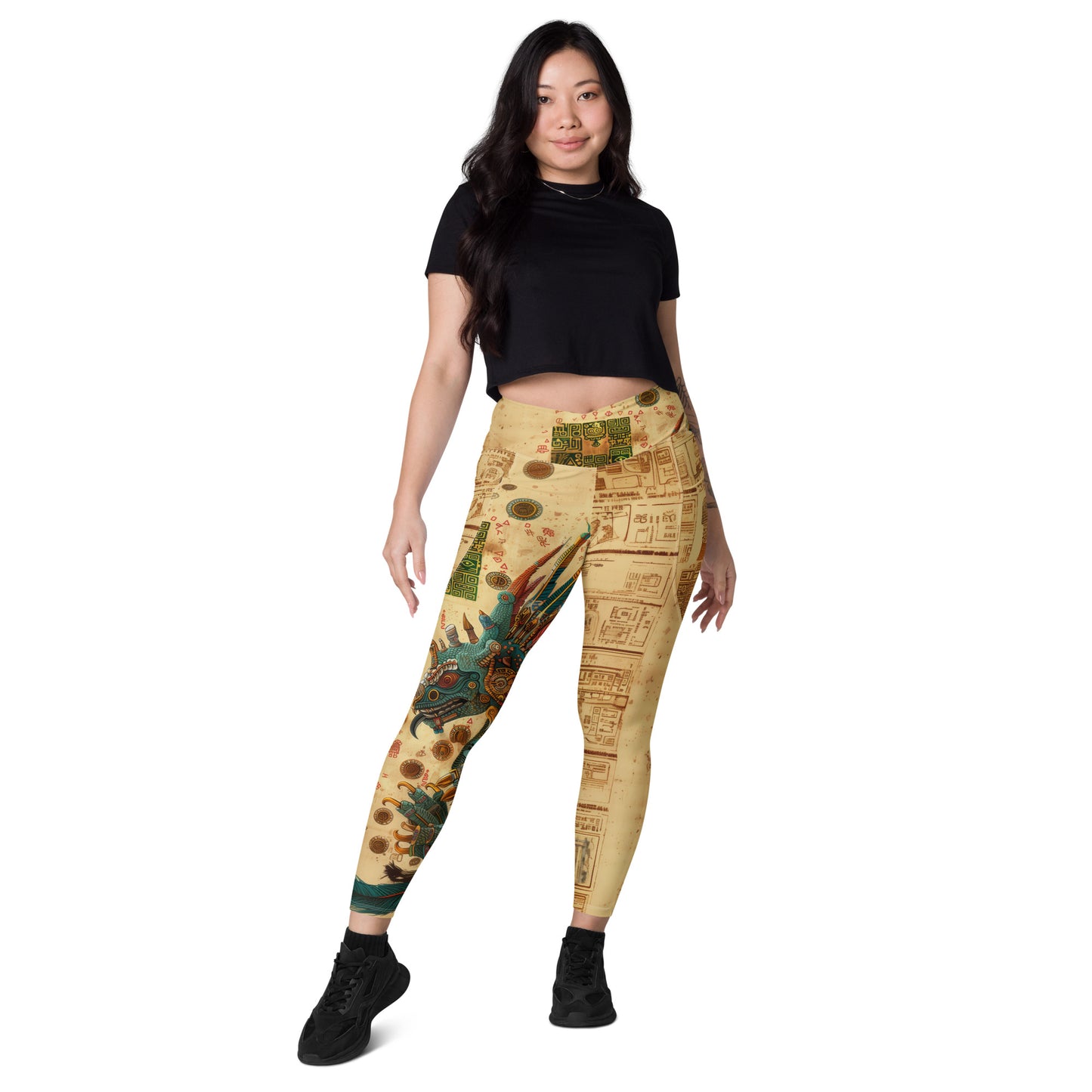 Quetzalcoatl - Crossover leggings with pockets