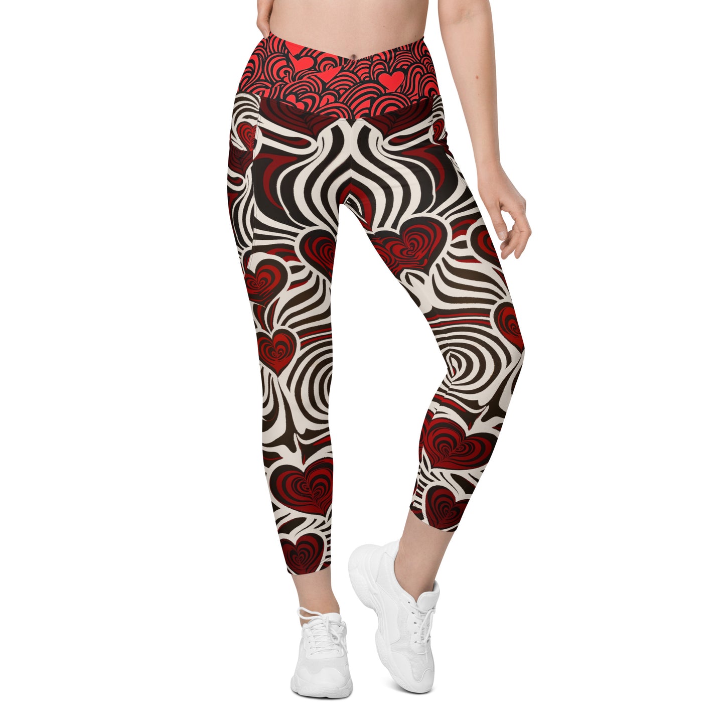 Hearts and Stripes - Crossover leggings with pockets