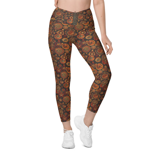 Moroccan Textile - Crossover leggings with pockets