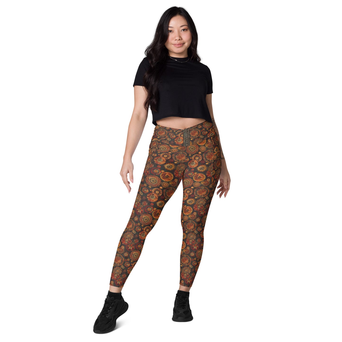 Moroccan Textile - Crossover leggings with pockets