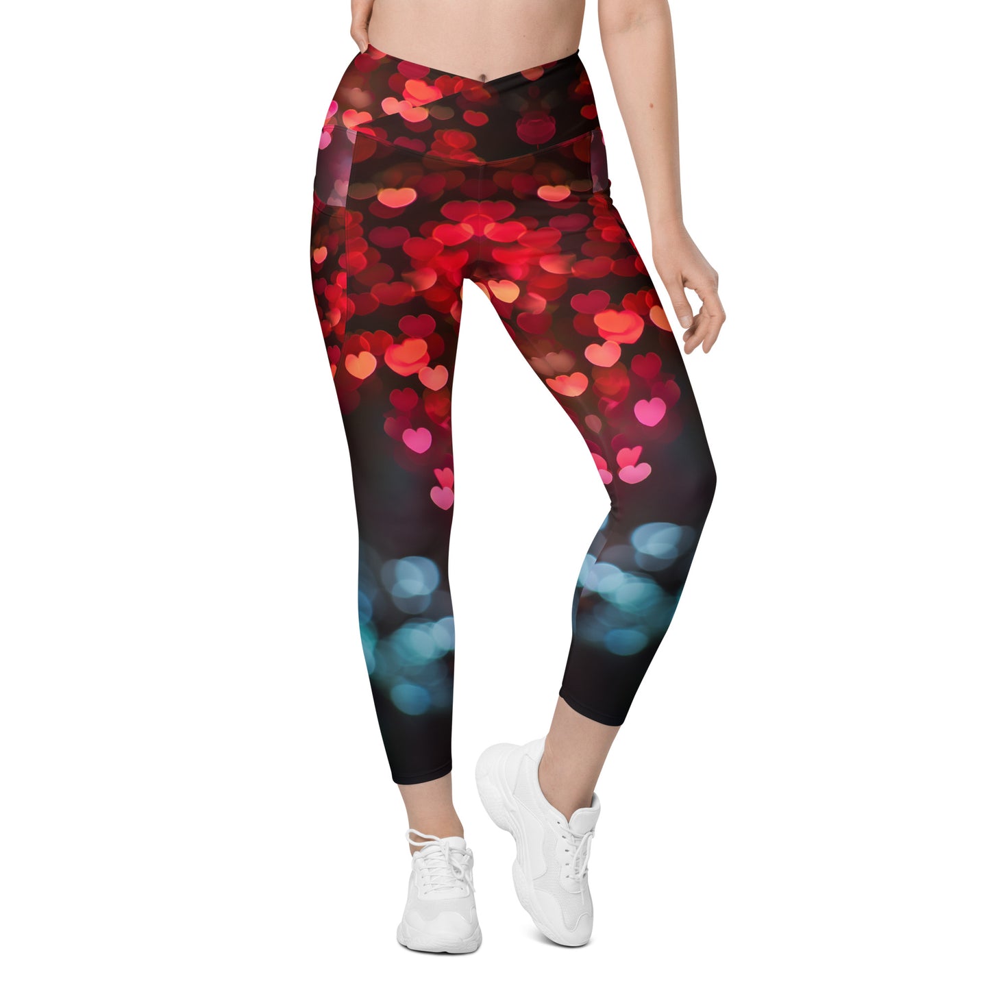 Fluttering Hearts - Crossover leggings with pockets