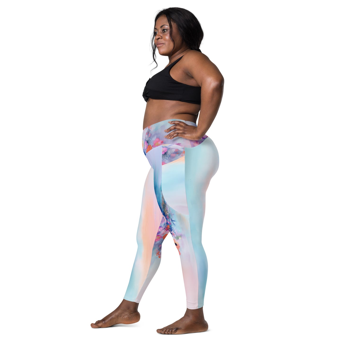 Monet's Spring Garden - Crossover leggings with pockets