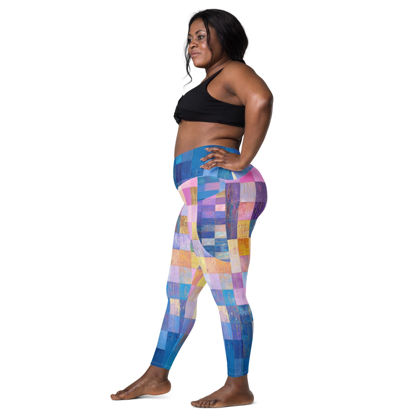 Abstract Squares - Crossover leggings with pockets