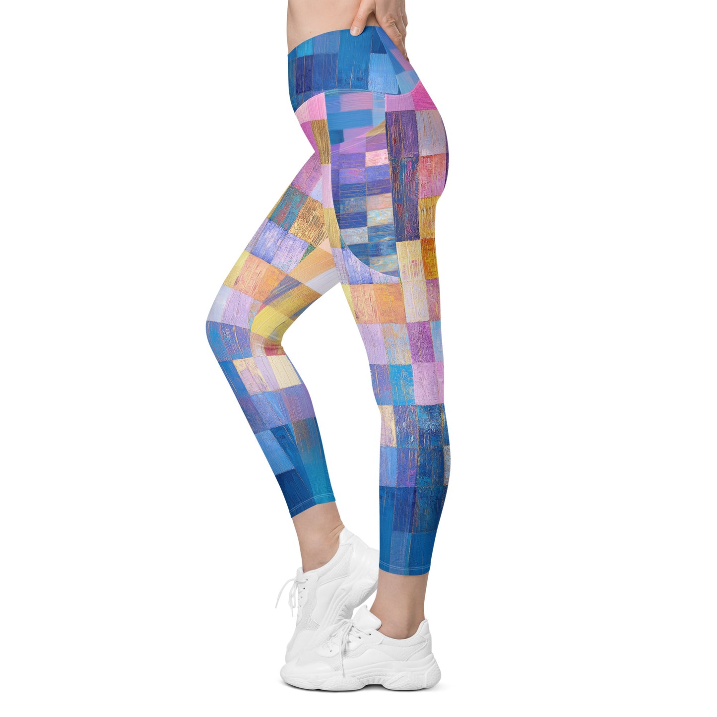 Abstract Squares - Crossover leggings with pockets