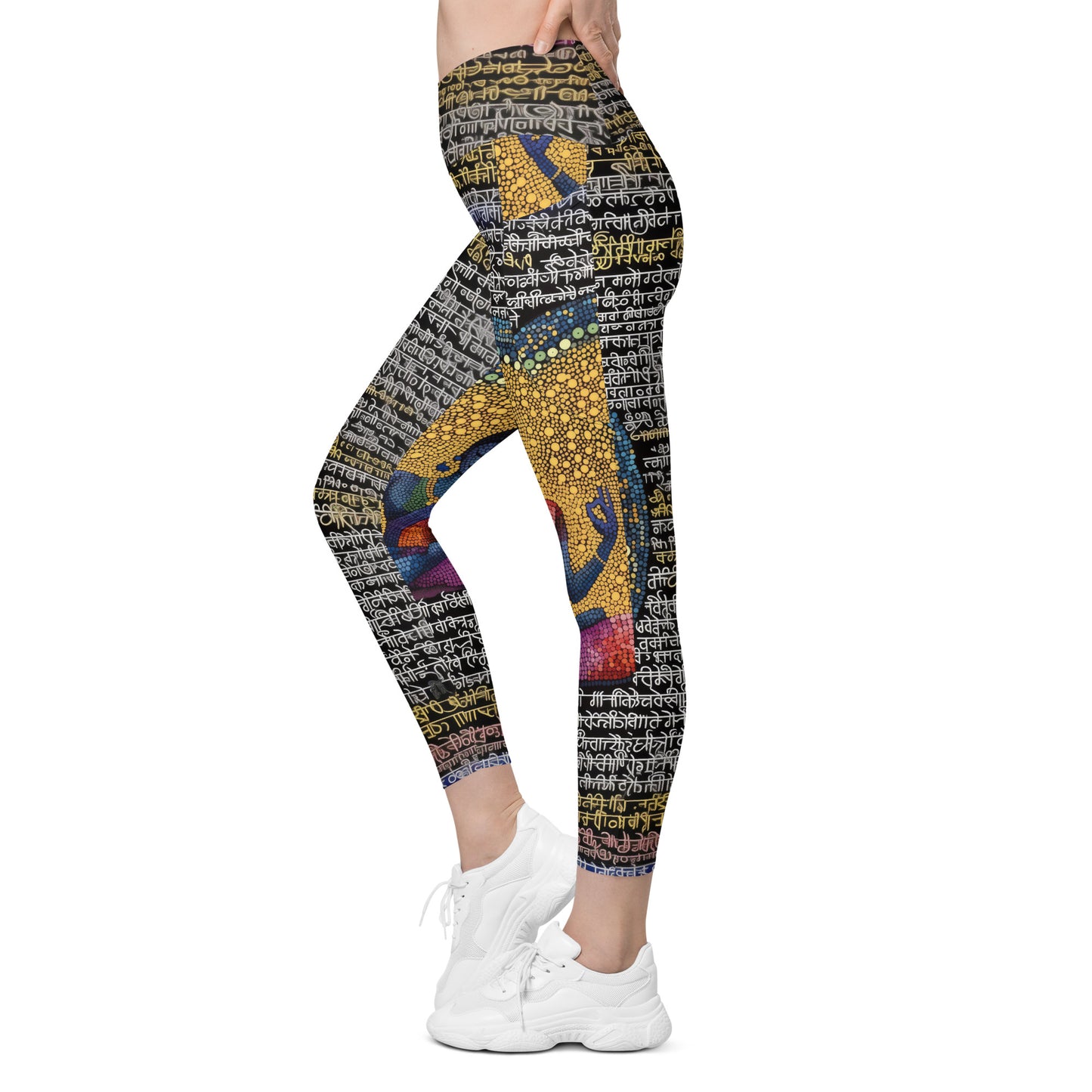 Yoga Faux Sanskrit moda 1 - Crossover leggings with pockets