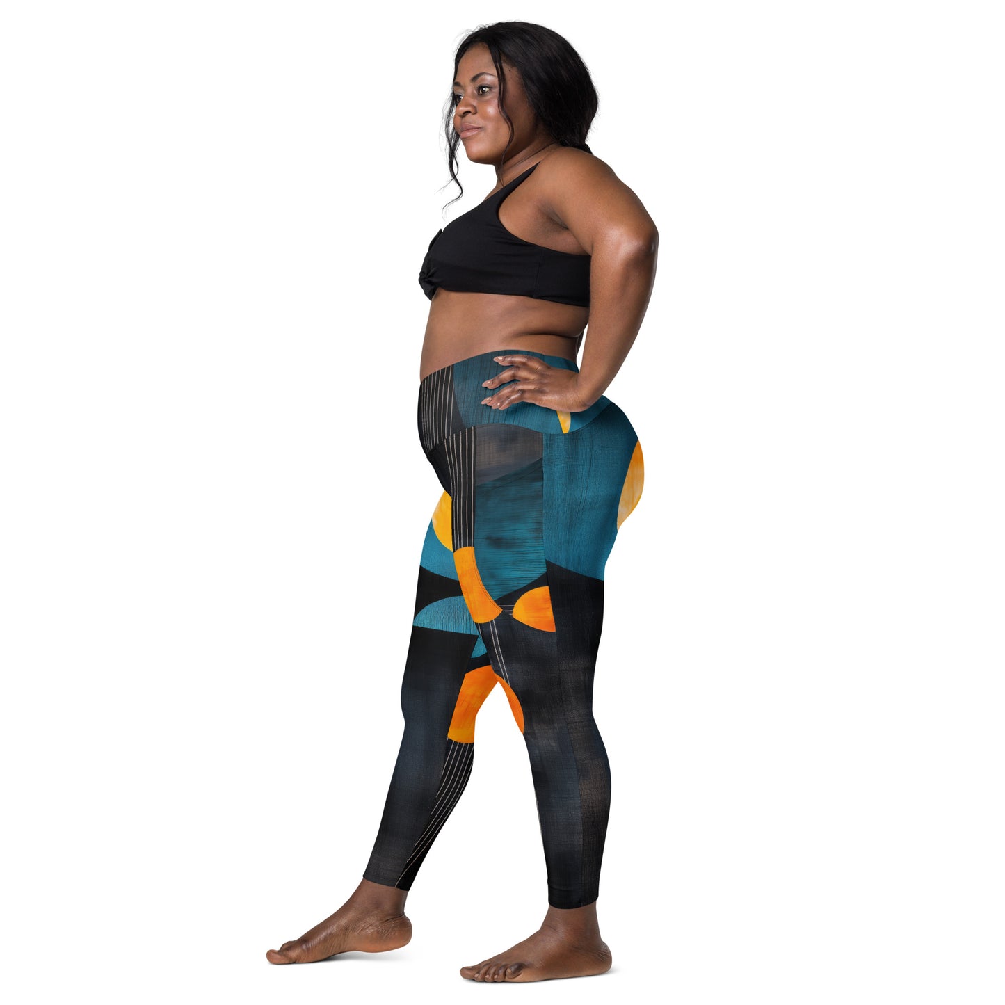 Minimalist Golden Spheres - Crossover leggings with pockets