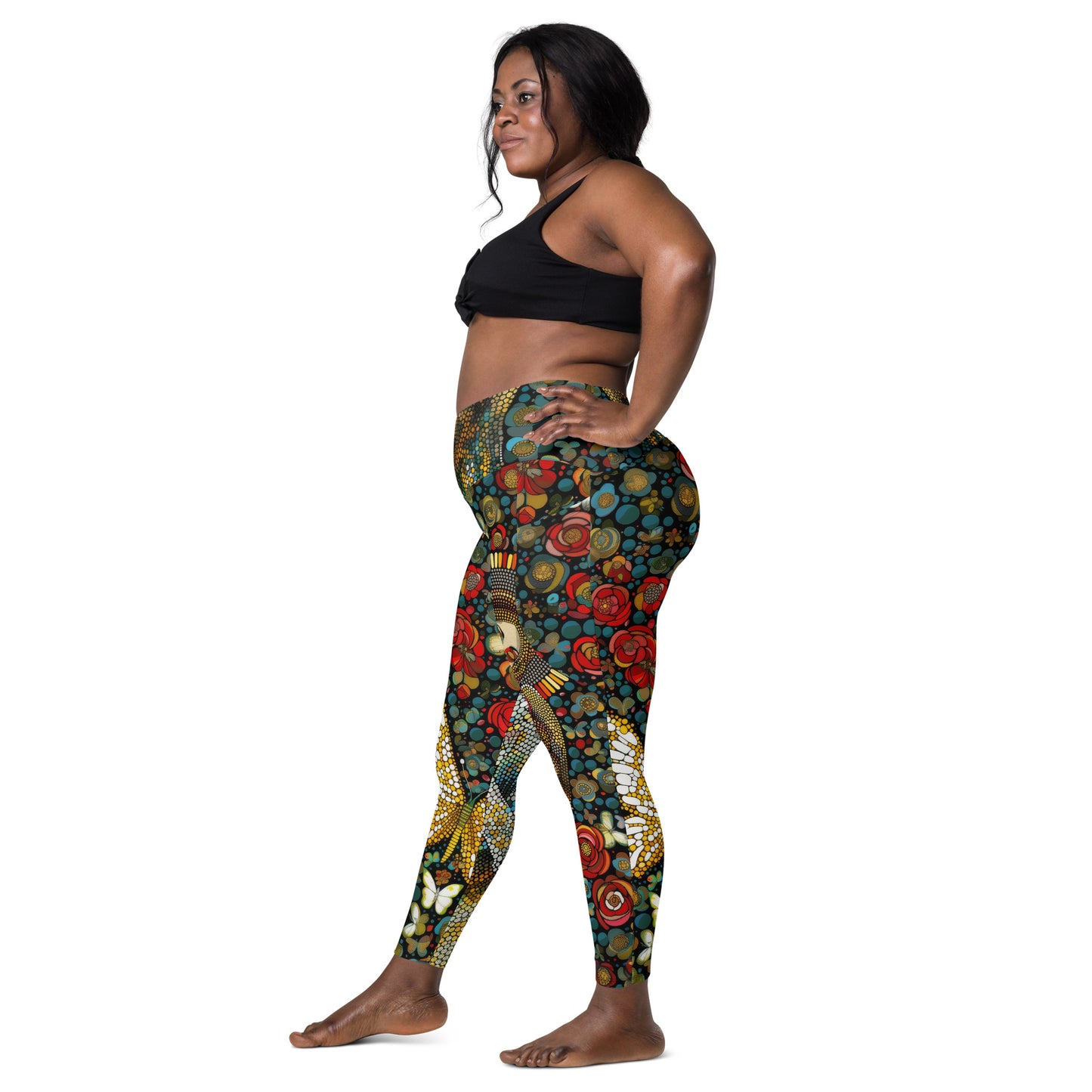 La Virgen con Rosas - Crossover leggings with pockets