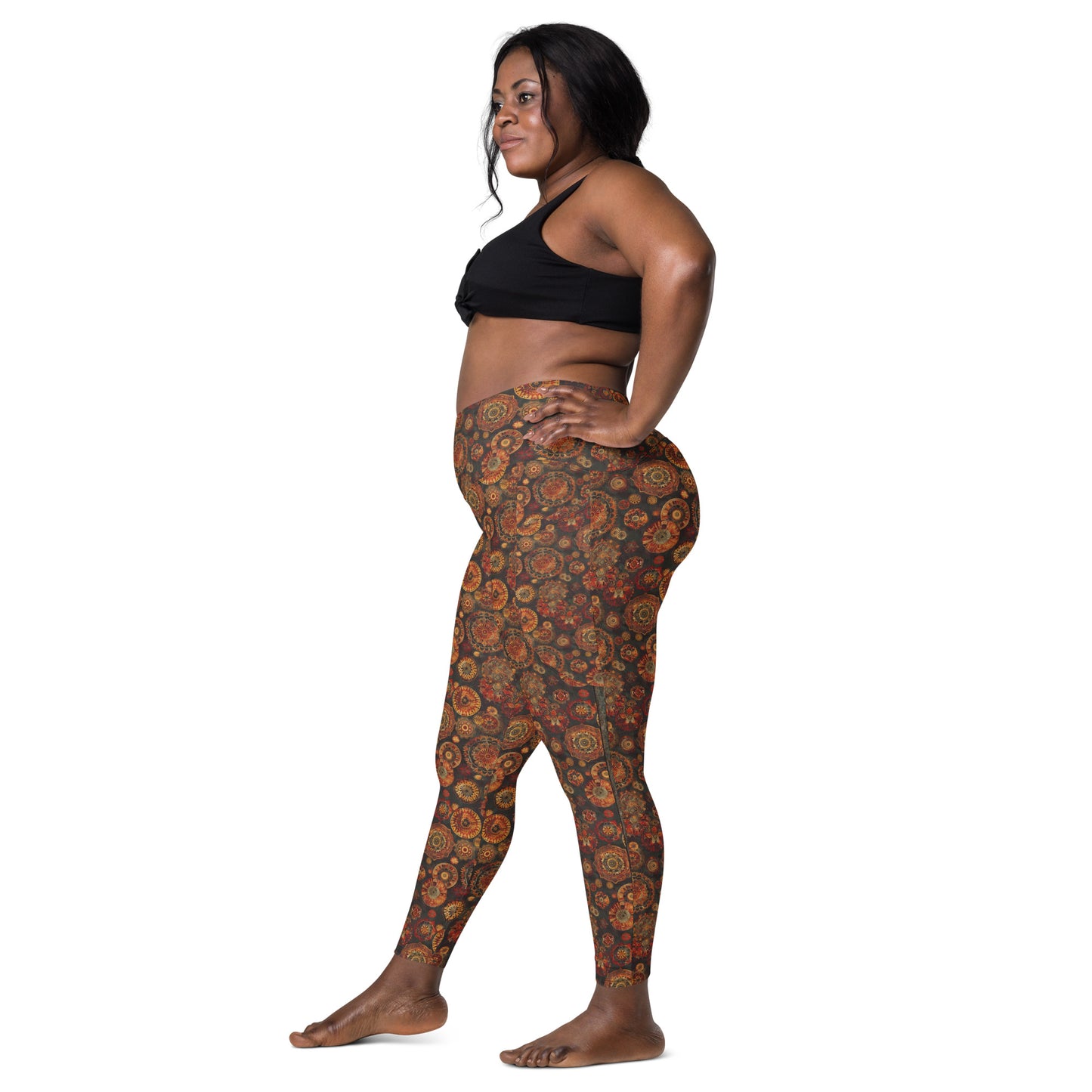 Moroccan Textile - Crossover leggings with pockets