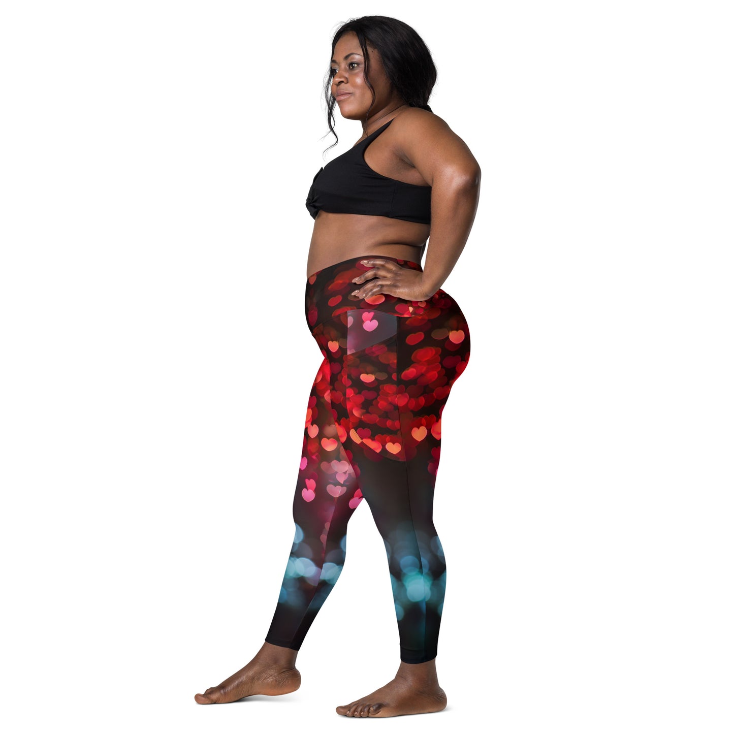 Fluttering Hearts - Crossover leggings with pockets