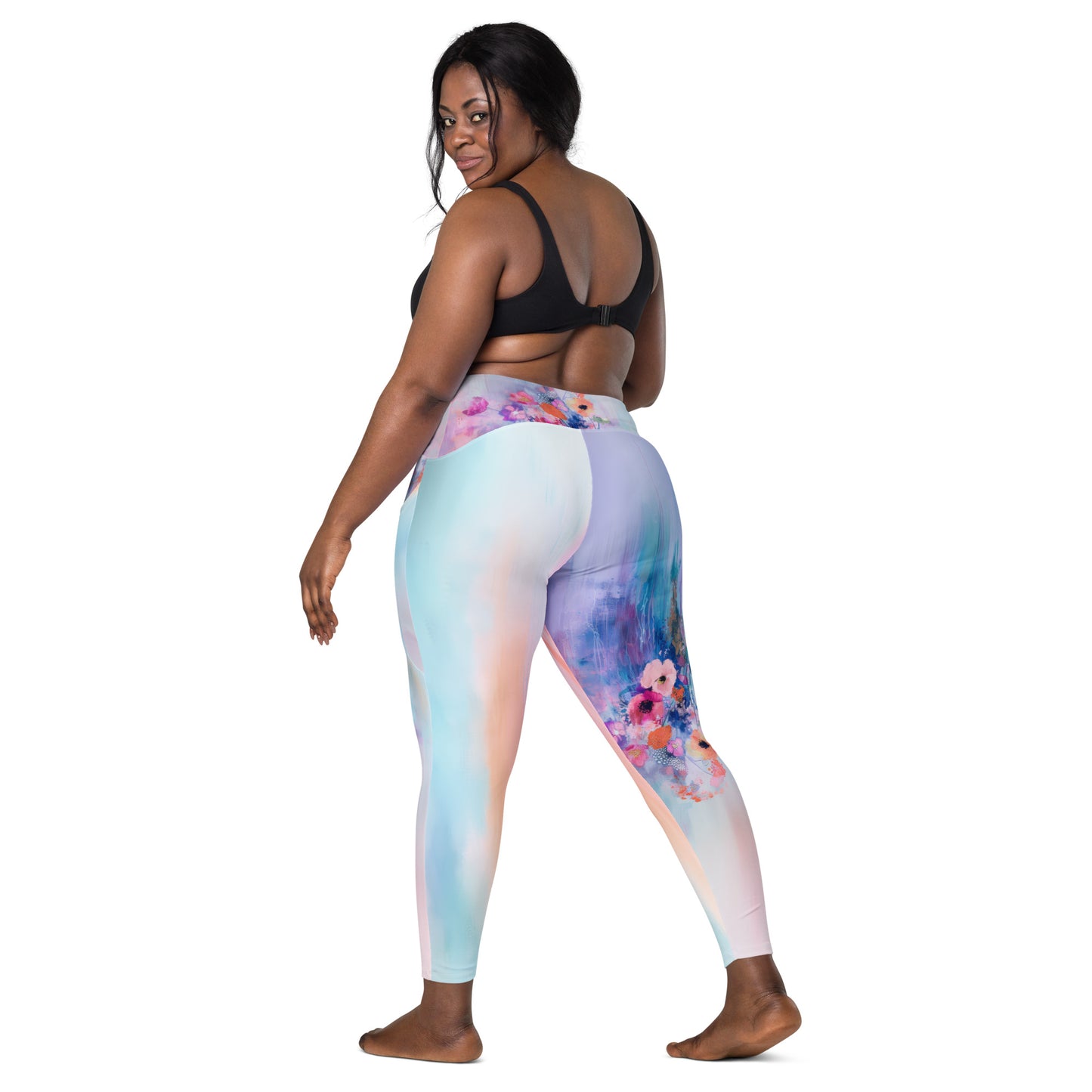 Monet's Spring Garden - Crossover leggings with pockets