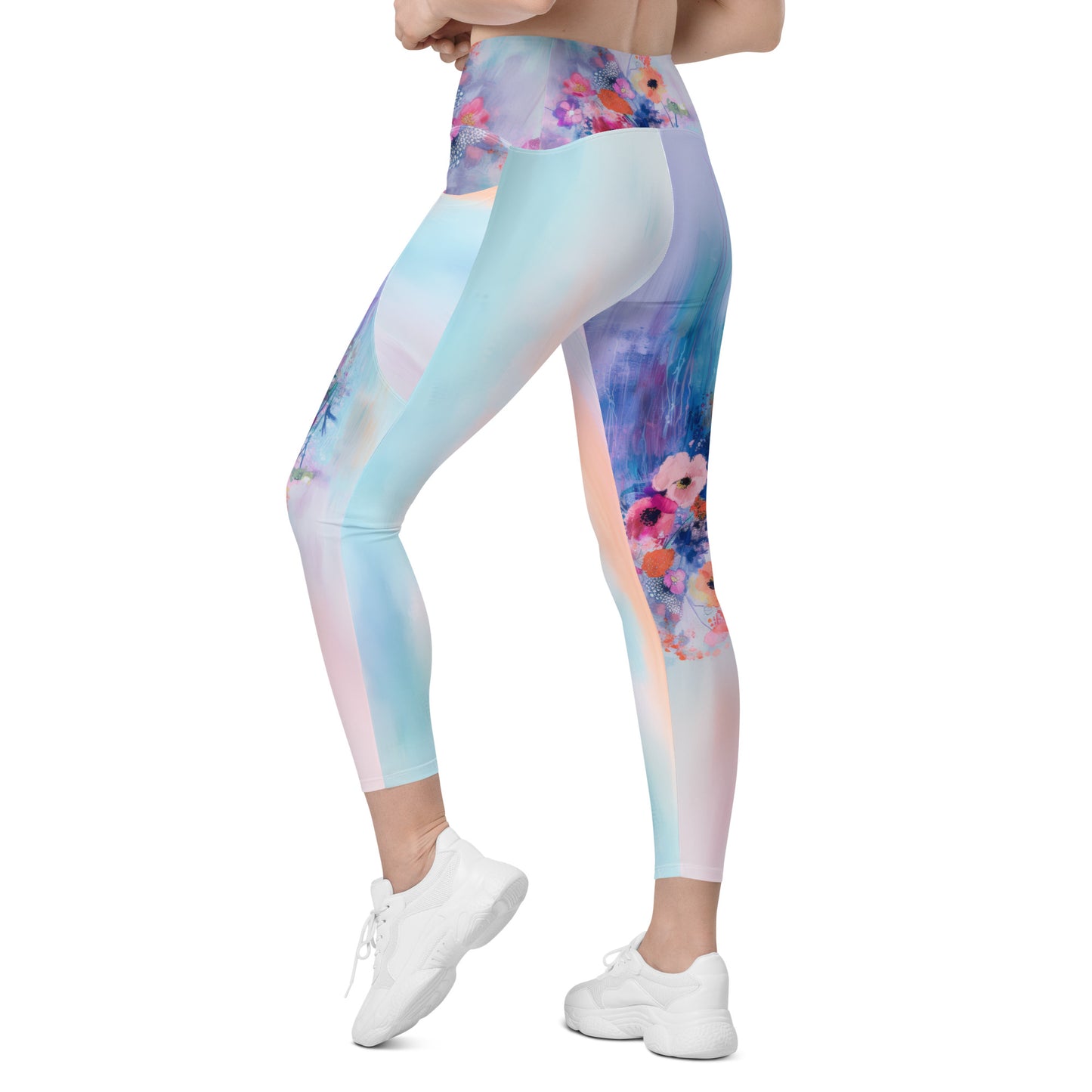 Monet's Spring Garden - Crossover leggings with pockets