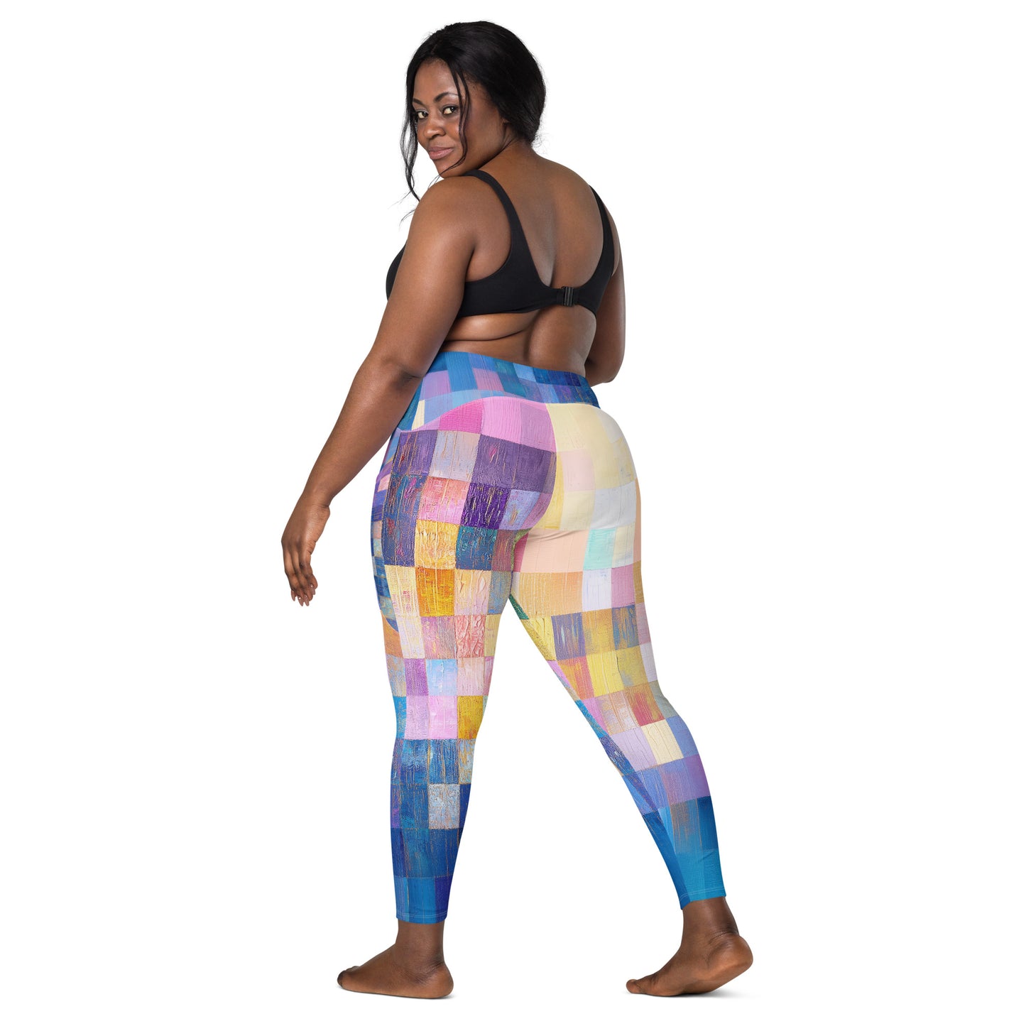 Abstract Squares - Crossover leggings with pockets