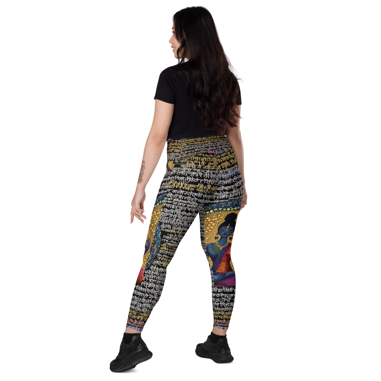 Yoga Faux Sanskrit moda 1 - Crossover leggings with pockets