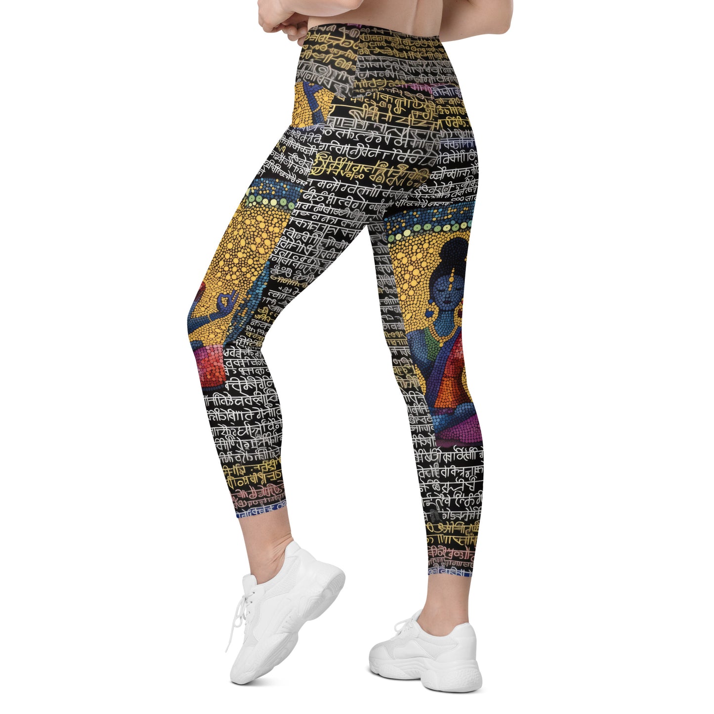 Yoga Faux Sanskrit moda 1 - Crossover leggings with pockets