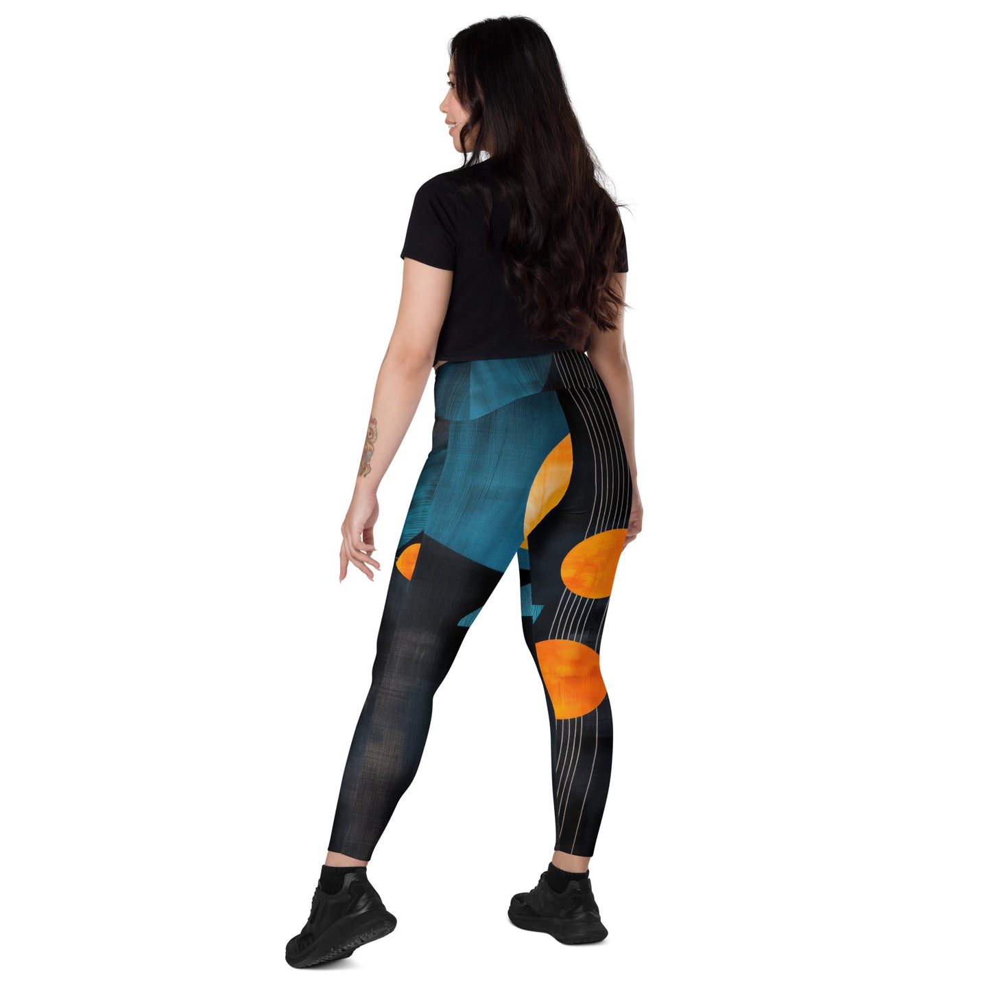 Minimalist Golden Spheres - Crossover leggings with pockets