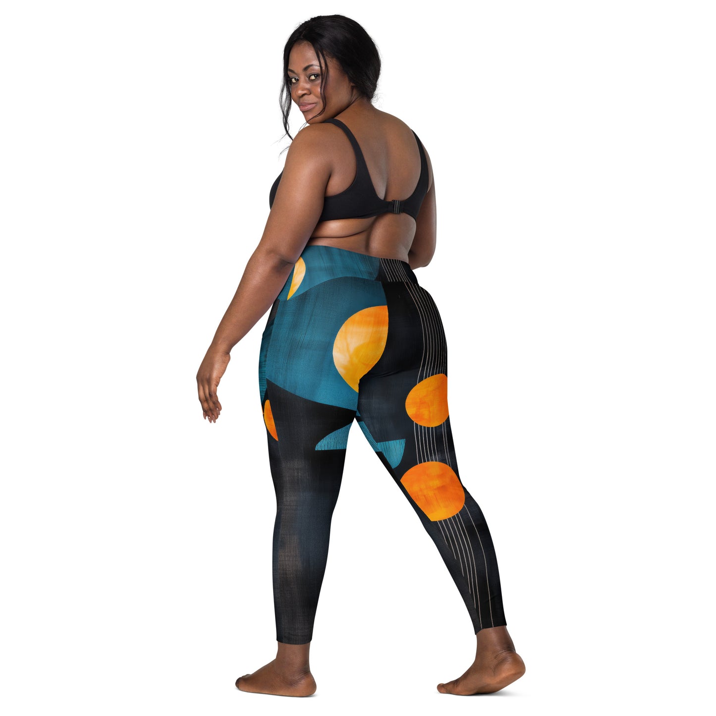 Minimalist Golden Spheres - Crossover leggings with pockets