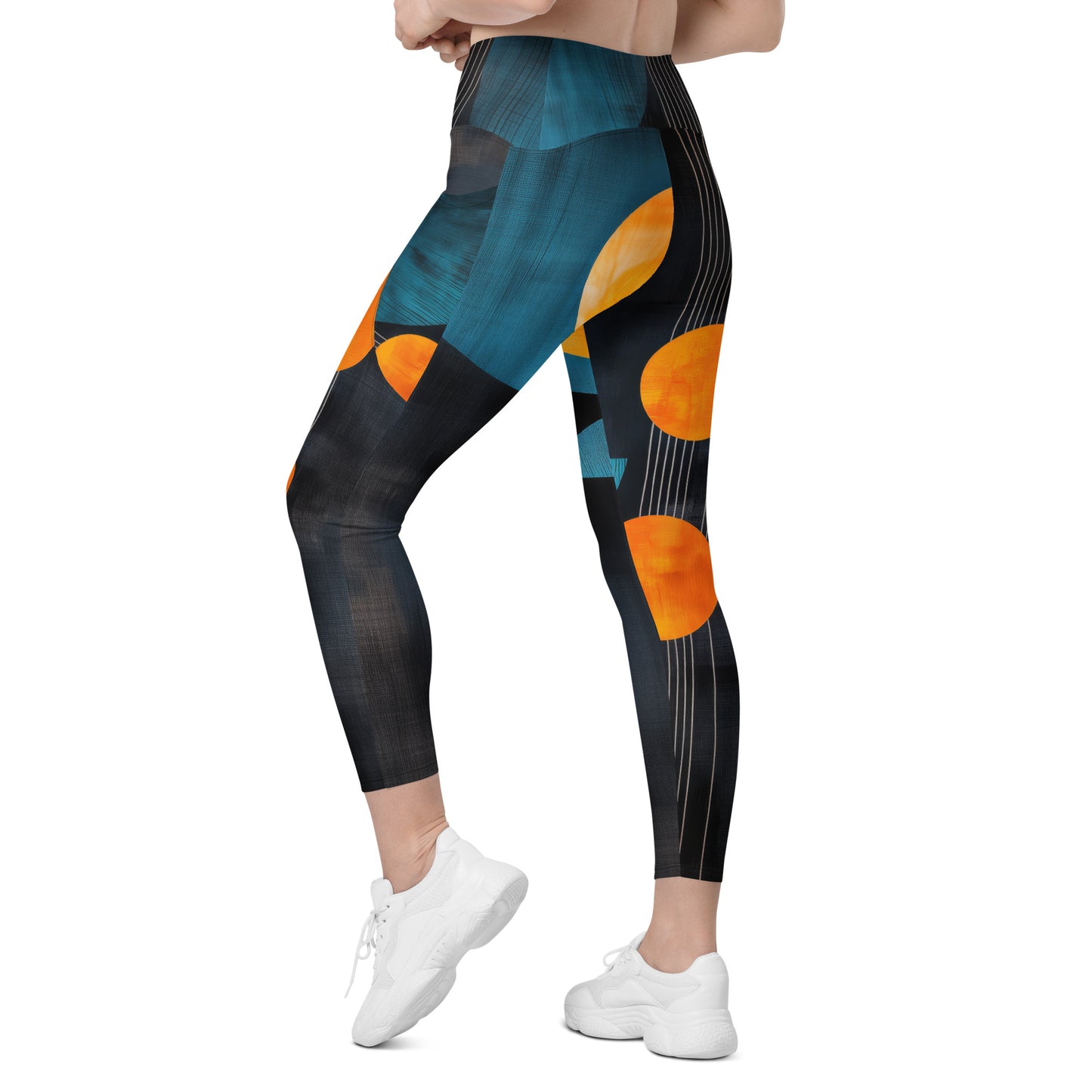 Minimalist Golden Spheres - Crossover leggings with pockets