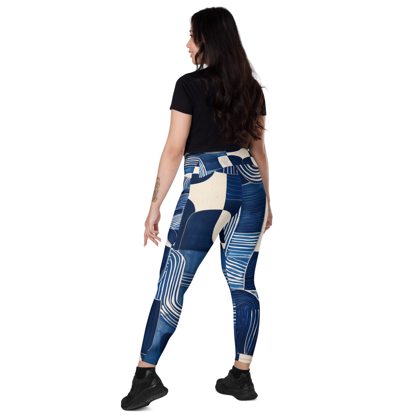 Pablo Picasso Sashiko - Crossover leggings with pockets