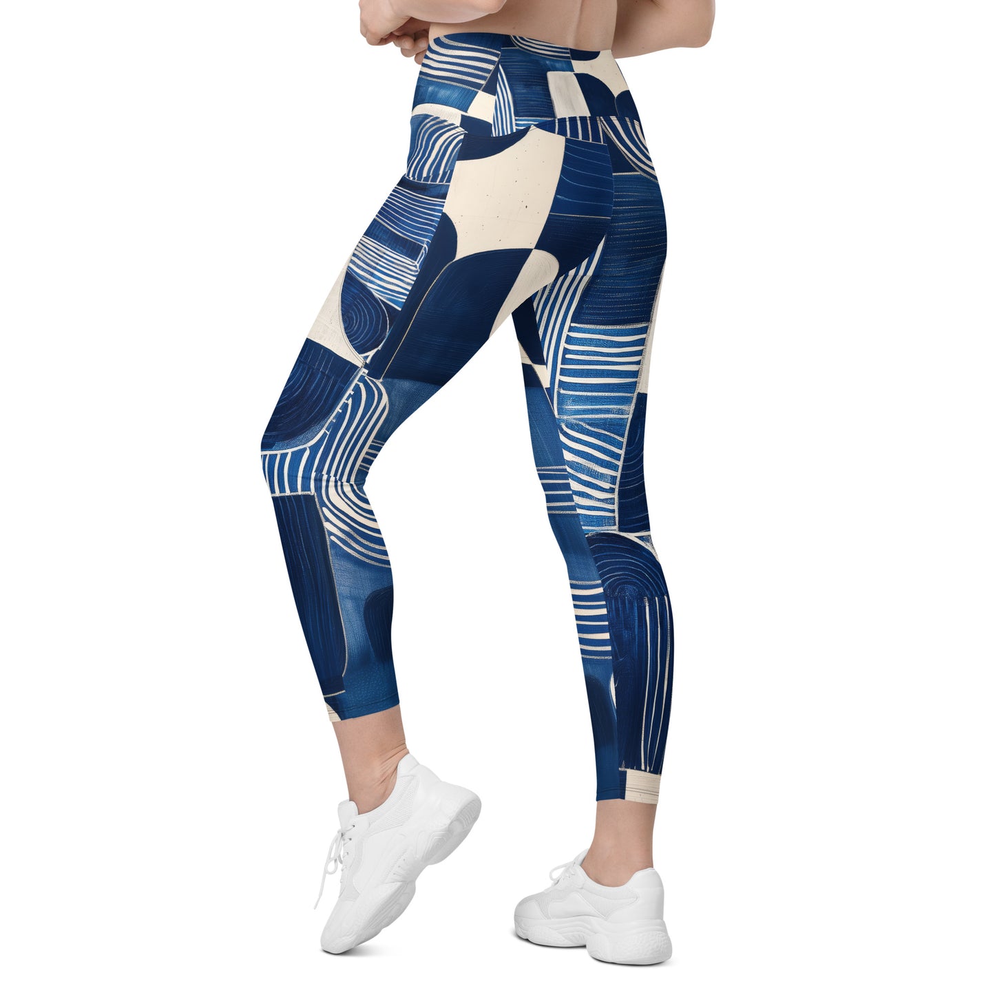 Pablo Picasso Sashiko - Crossover leggings with pockets