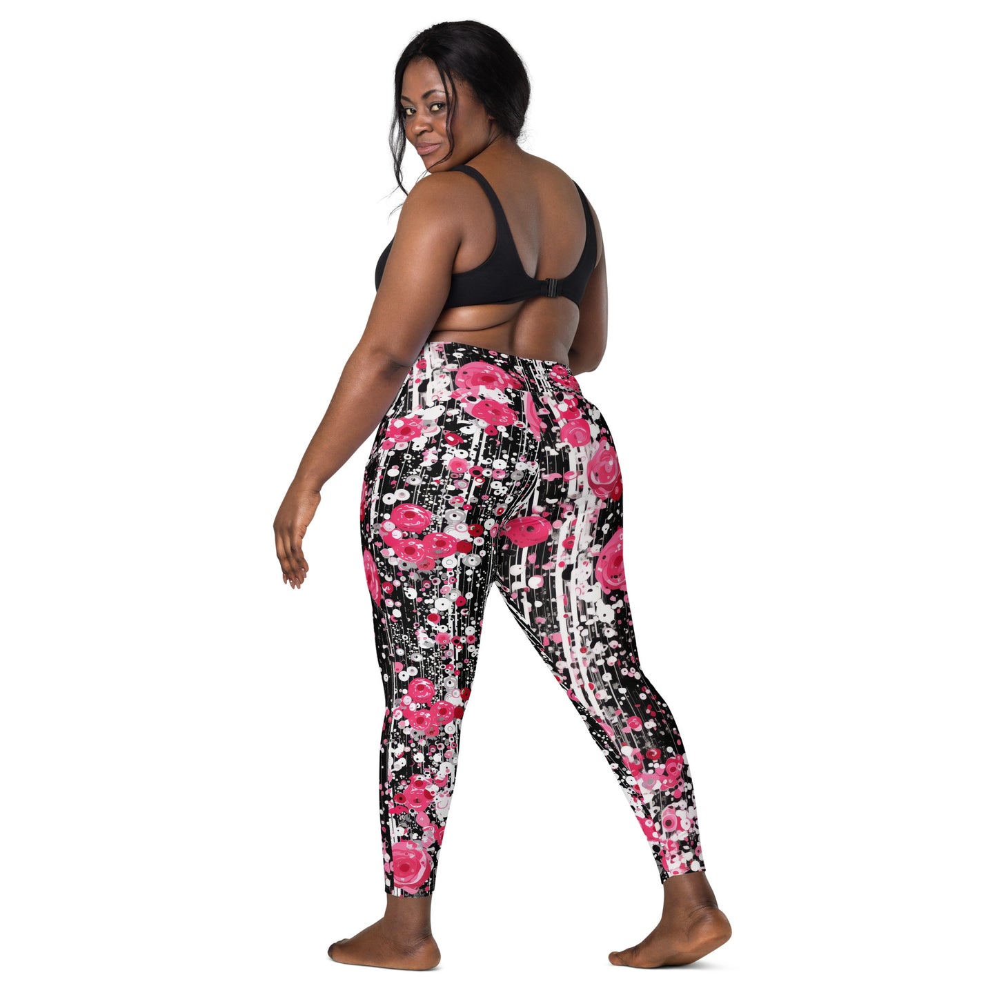 Rose Pop Art - Crossover leggings with pockets