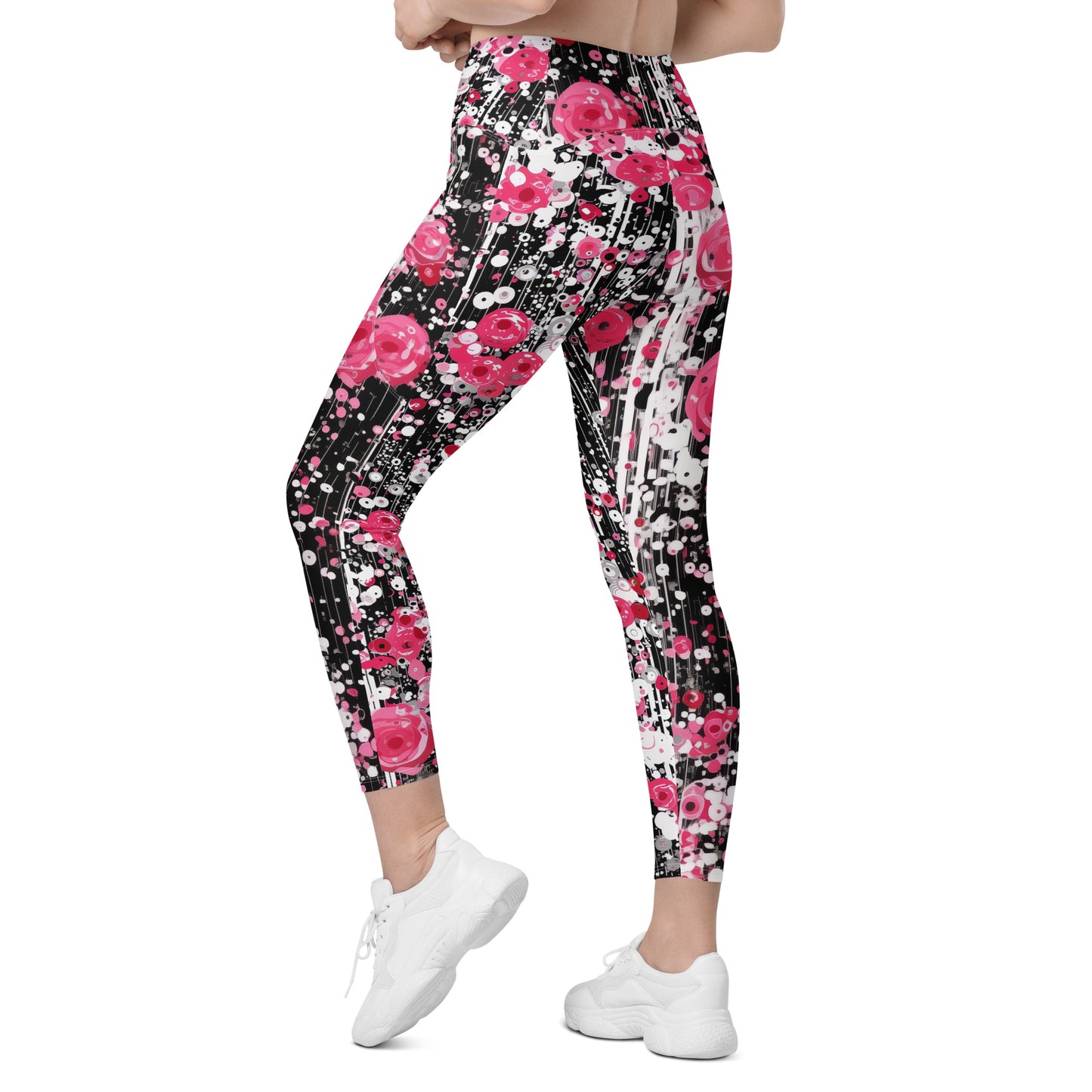 Rose Pop Art - Crossover leggings with pockets