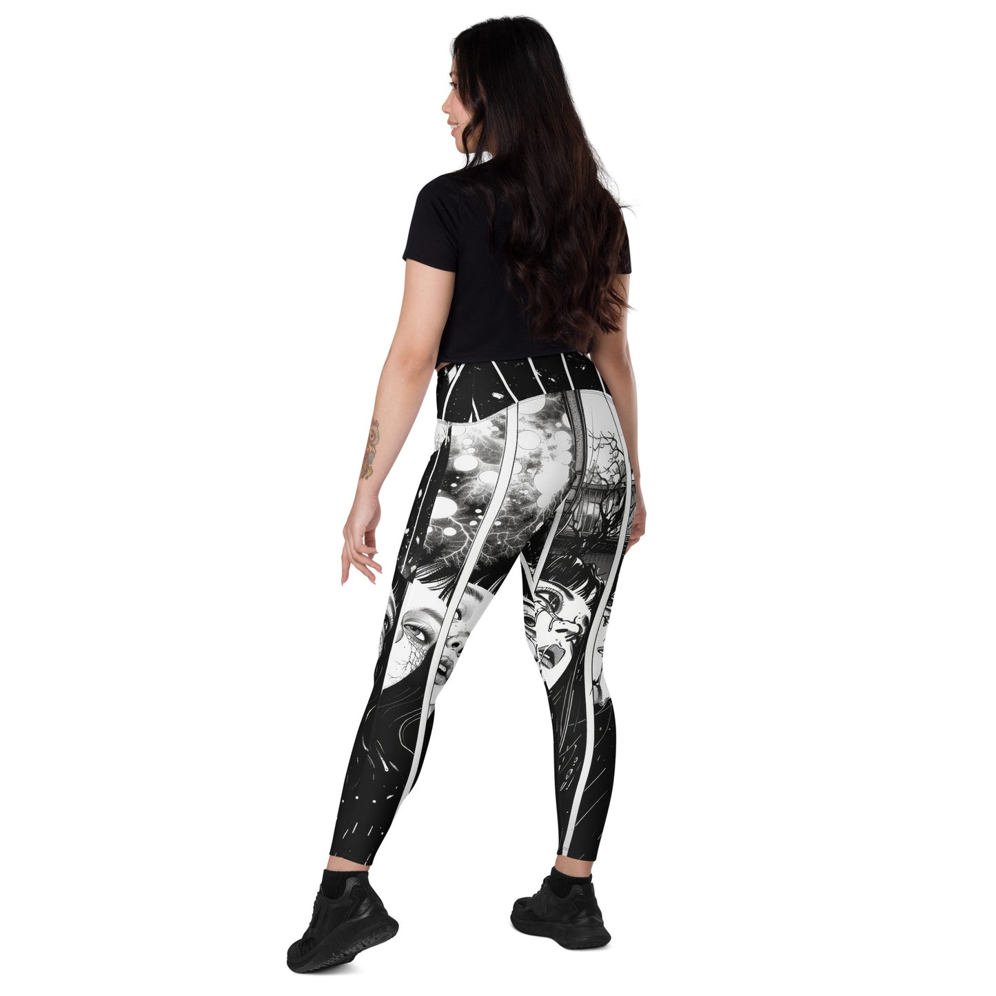 Manga Girl Rain - Crossover leggings with pockets