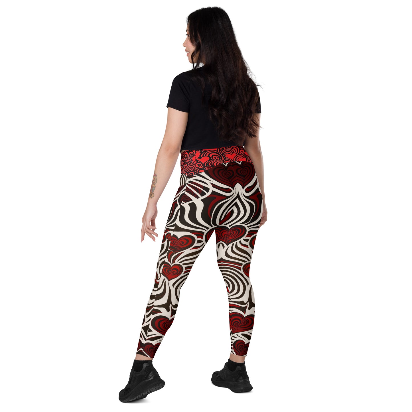 Hearts and Stripes - Crossover leggings with pockets