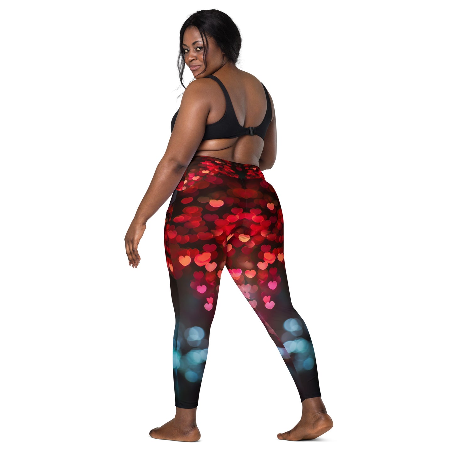 Fluttering Hearts - Crossover leggings with pockets