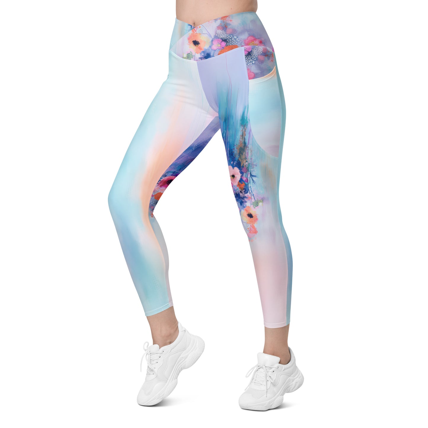 Monet's Spring Garden - Crossover leggings with pockets