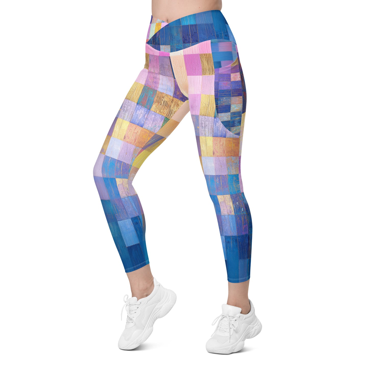 Abstract Squares - Crossover leggings with pockets