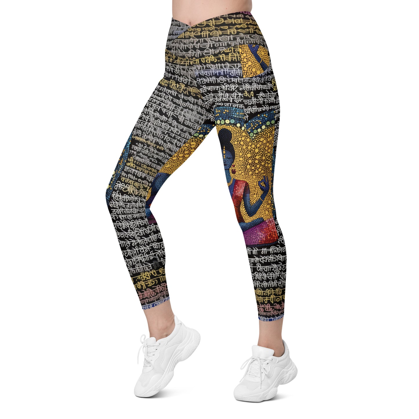 Yoga Faux Sanskrit moda 1 - Crossover leggings with pockets