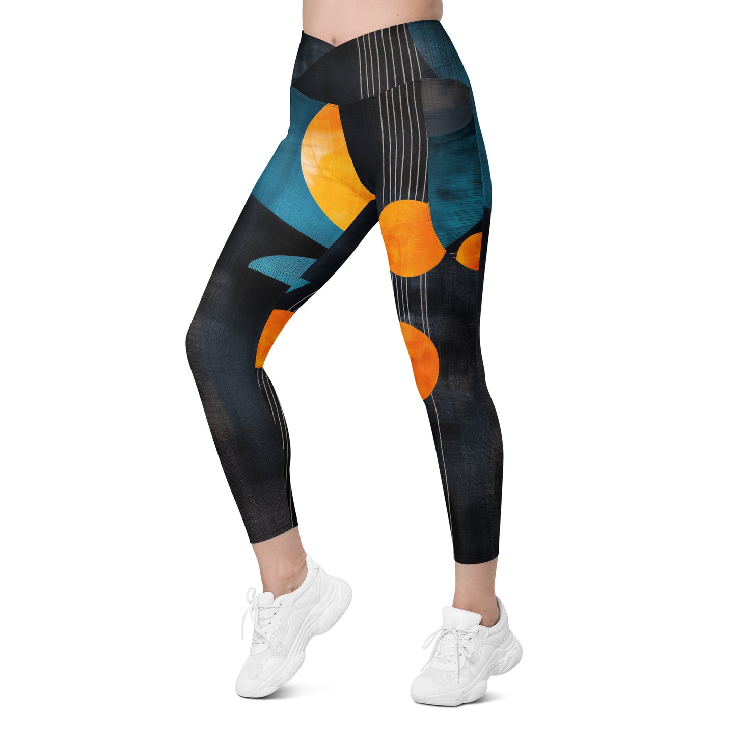 Minimalist Golden Spheres - Crossover leggings with pockets