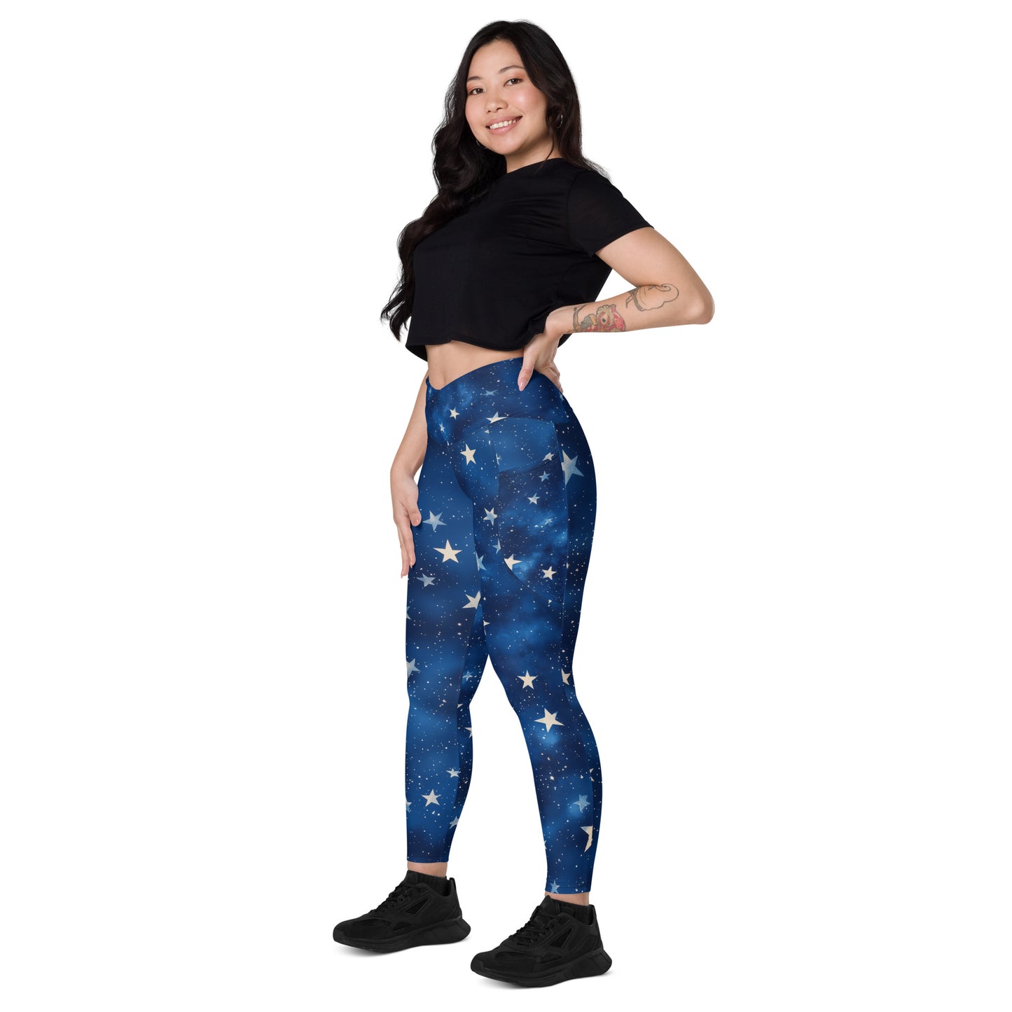 Background Stars - Crossover leggings with pockets