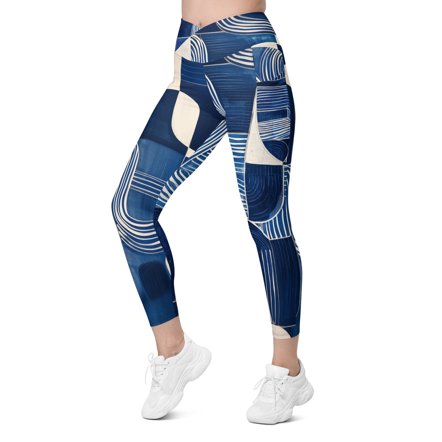 Pablo Picasso Sashiko - Crossover leggings with pockets