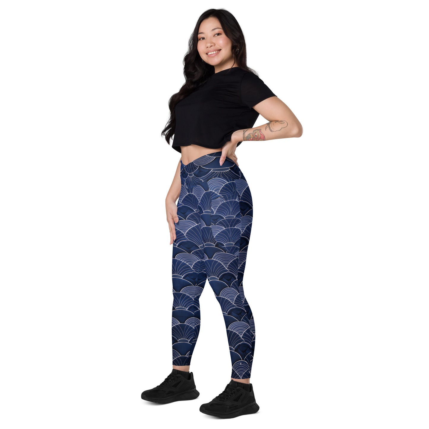 Sashiko - Crossover leggings with pockets