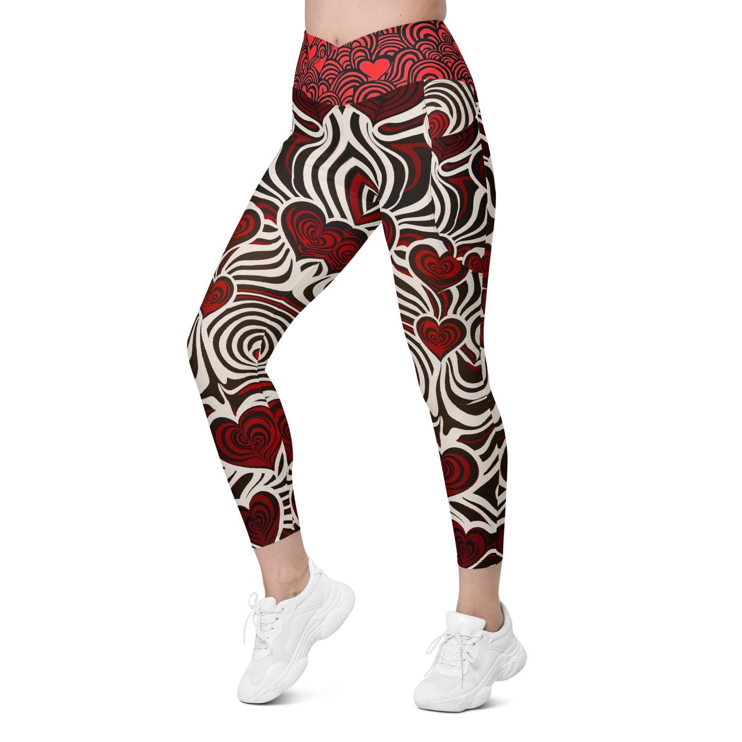 Hearts and Stripes - Crossover leggings with pockets