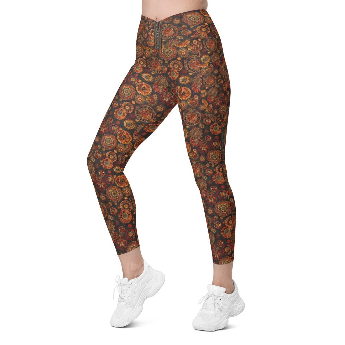 Moroccan Textile - Crossover leggings with pockets