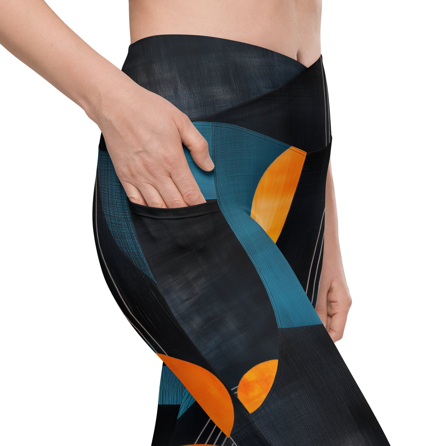 Minimalist Golden Spheres - Crossover leggings with pockets