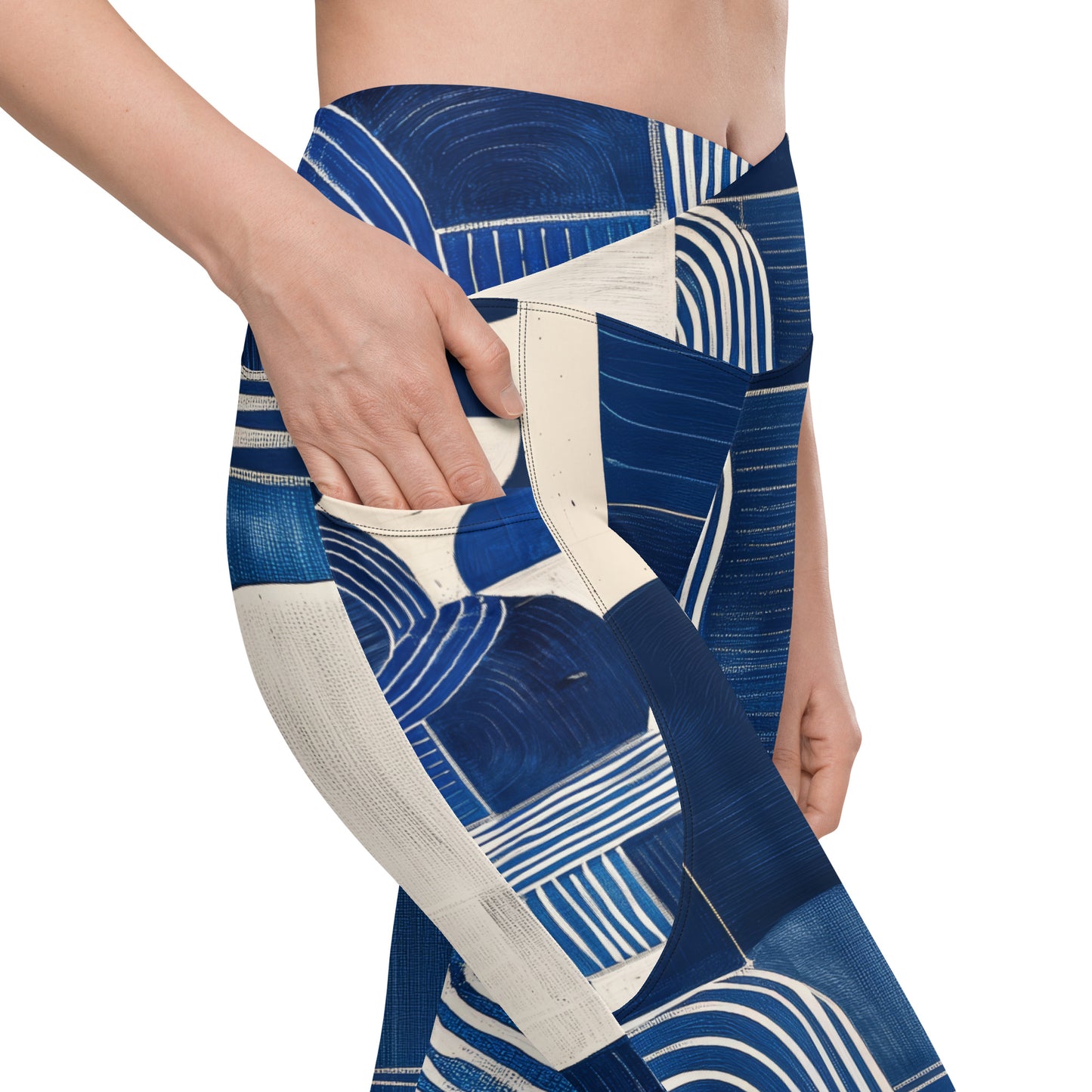 Pablo Picasso Sashiko - Crossover leggings with pockets