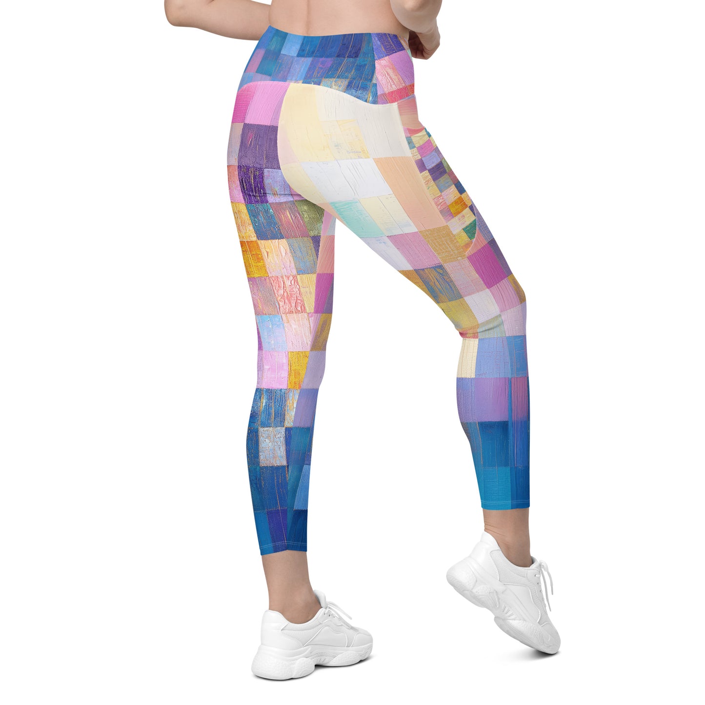 Abstract Squares - Crossover leggings with pockets