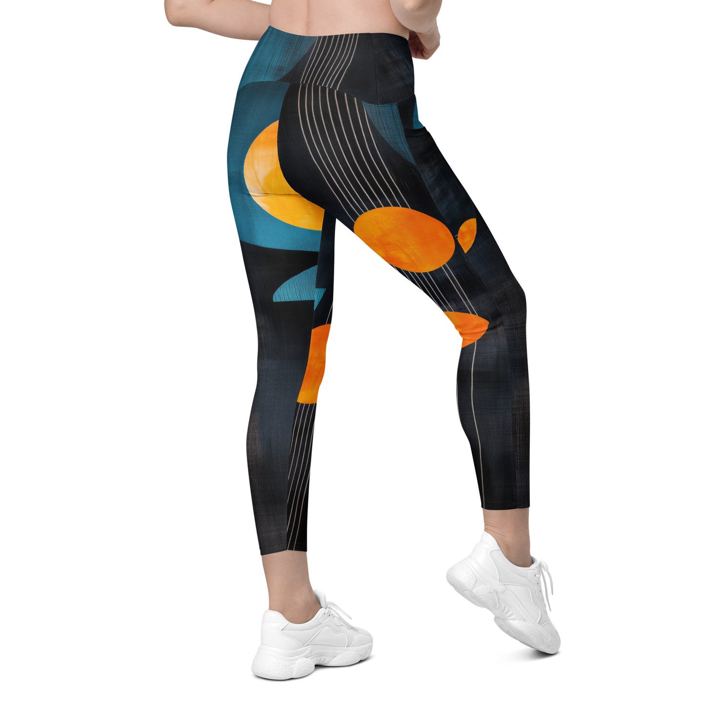 Minimalist Golden Spheres - Crossover leggings with pockets