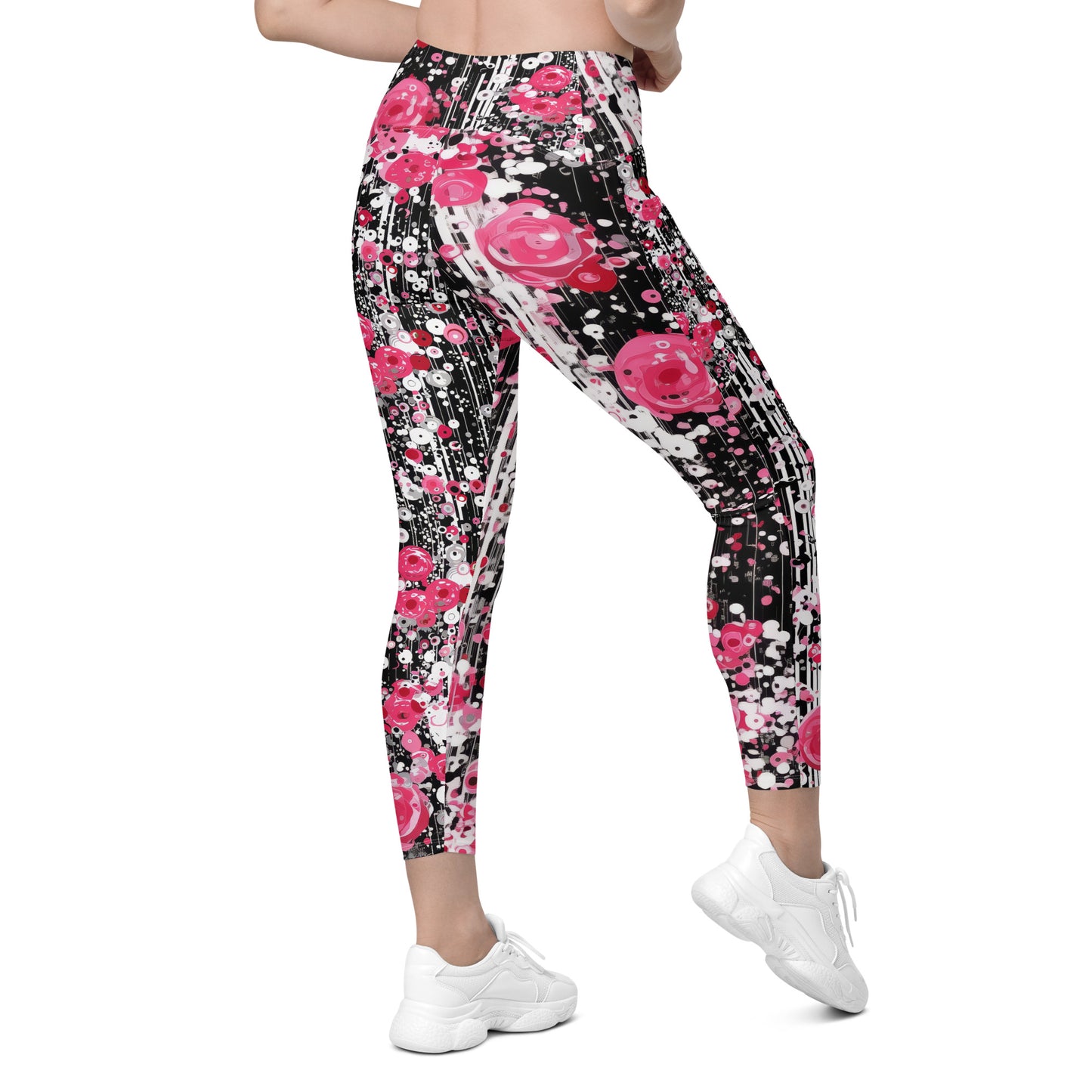 Rose Pop Art - Crossover leggings with pockets