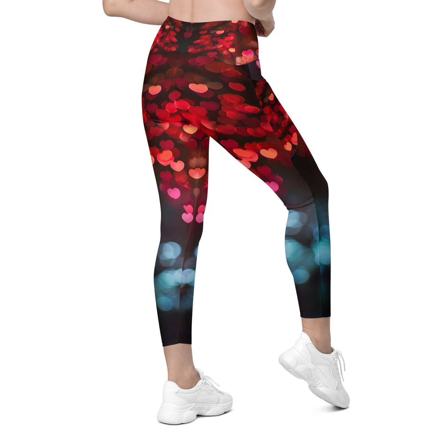 Fluttering Hearts - Crossover leggings with pockets