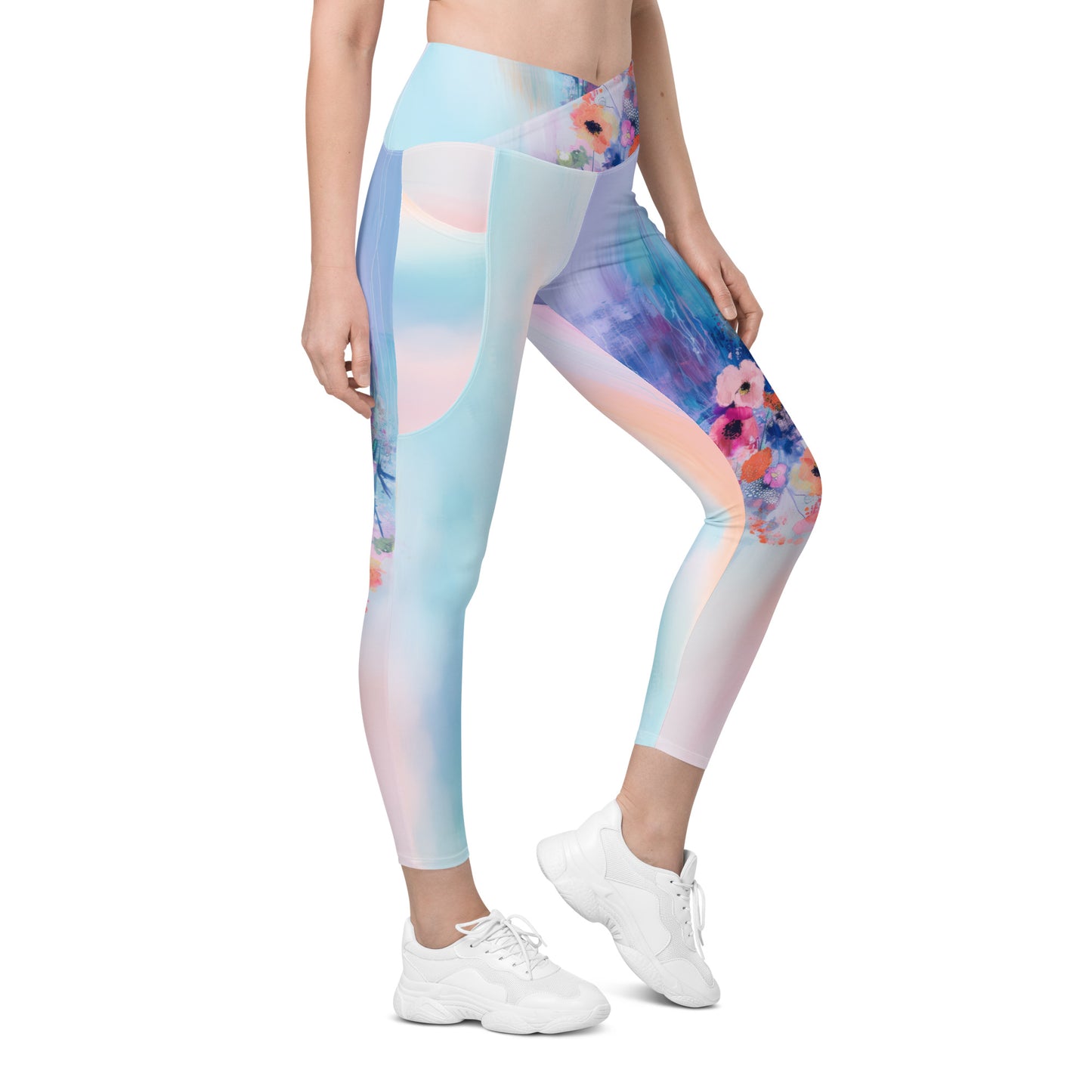 Monet's Spring Garden - Crossover leggings with pockets