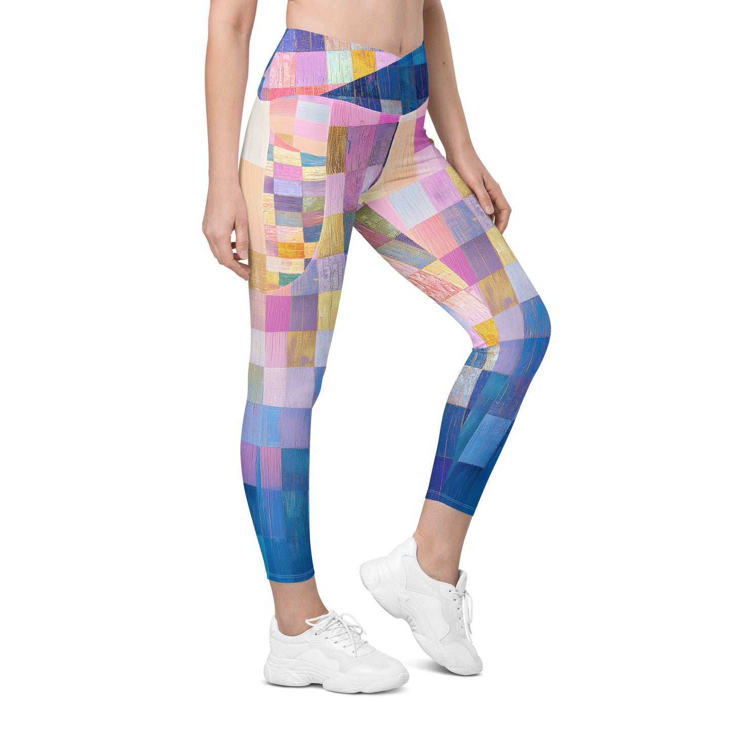 Abstract Squares - Crossover leggings with pockets